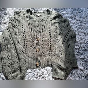 American Eagle army green Light cropped cardigan
